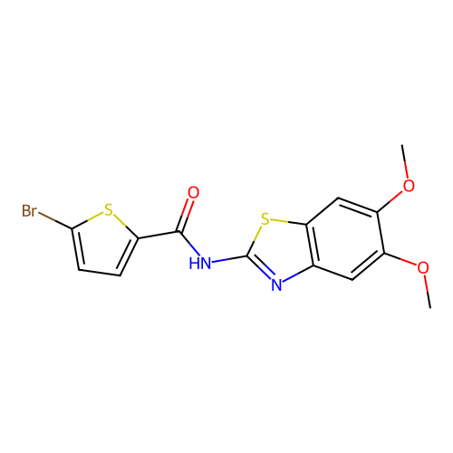 5-bromo-N-(5,6-dimethoxy-1,3-benzothiazol-2-yl)thiophene-2-carboxamide structure