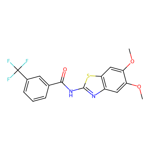 N-(5,6-dimethoxy-1,3-benzothiazol-2-yl)-3-(trifluoromethyl)benzamide structure