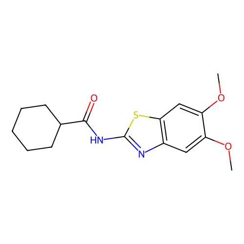 N-(5,6-dimethoxy-1,3-benzothiazol-2-yl)cyclohexanecarboxamide structure