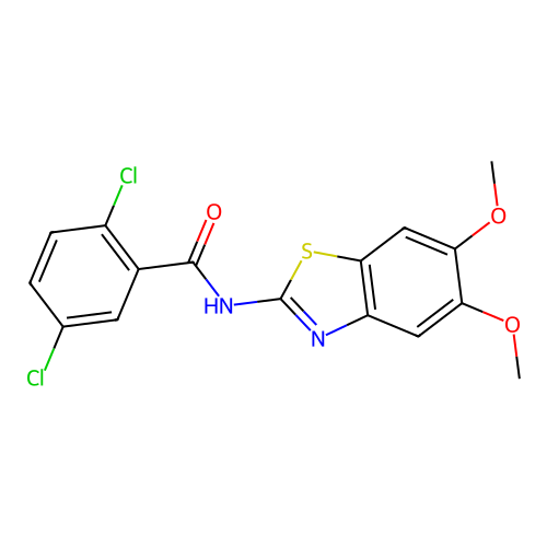 2,5-dichloro-N-(5,6-dimethoxy-1,3-benzothiazol-2-yl)benzamide structure
