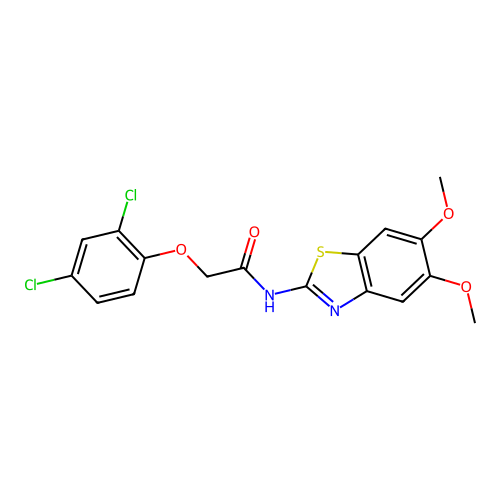 2-(2,4-dichlorophenoxy)-N-(5,6-dimethoxy-1,3-benzothiazol-2-yl)acetamide structure