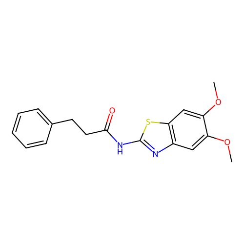 N-(5,6-dimethoxy-1,3-benzothiazol-2-yl)-3-phenylpropanamide structure