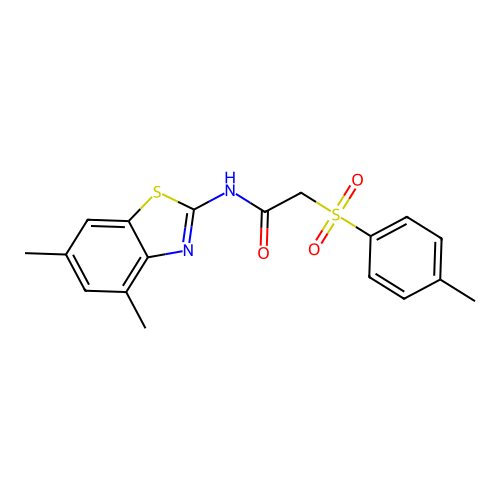 N-(4,6-dimethylbenzo[d]thiazol-2-yl)-2-tosylacetamide structure