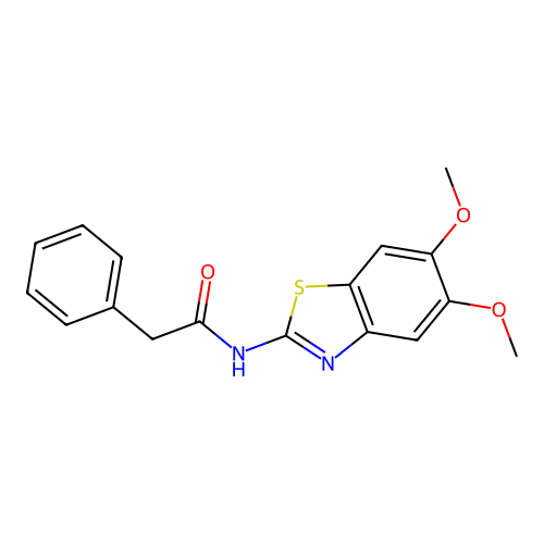 N-(5,6-dimethoxy-1,3-benzothiazol-2-yl)-2-phenylacetamide structure