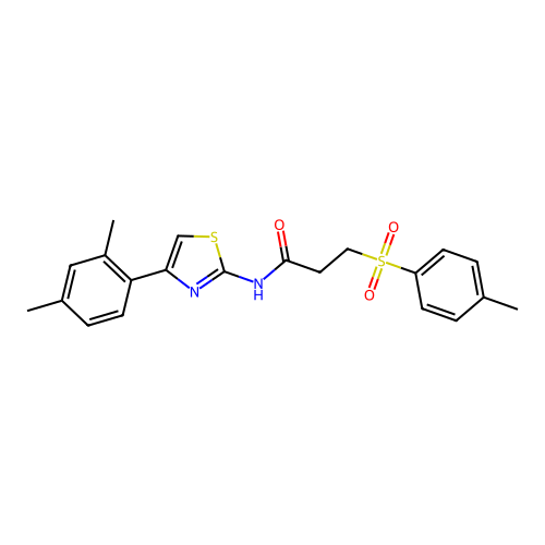 N-(4-(2,4-dimethylphenyl)thiazol-2-yl)-3-tosylpropanamide structure