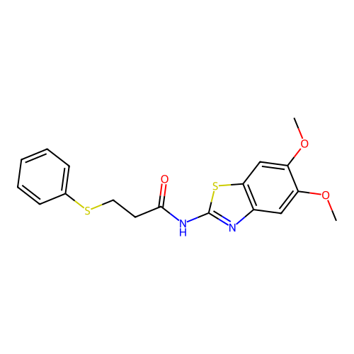 N-(5,6-dimethoxybenzo[d]thiazol-2-yl)-3-(phenylthio)propanamide structure