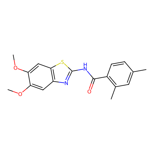 N-(5,6-dimethoxy-1,3-benzothiazol-2-yl)-2,4-dimethylbenzamide structure