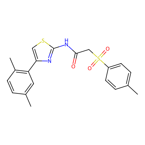 N-(4-(2,5-dimethylphenyl)thiazol-2-yl)-2-tosylacetamide structure