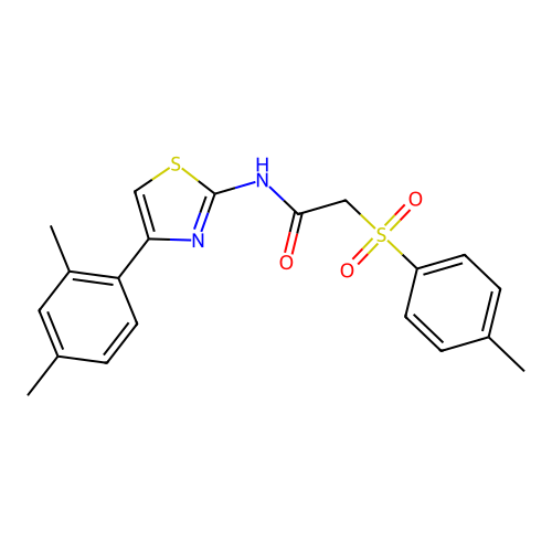 N-(4-(2,4-dimethylphenyl)thiazol-2-yl)-2-tosylacetamide structure