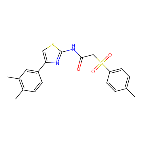 N-(4-(3,4-dimethylphenyl)thiazol-2-yl)-2-tosylacetamide structure