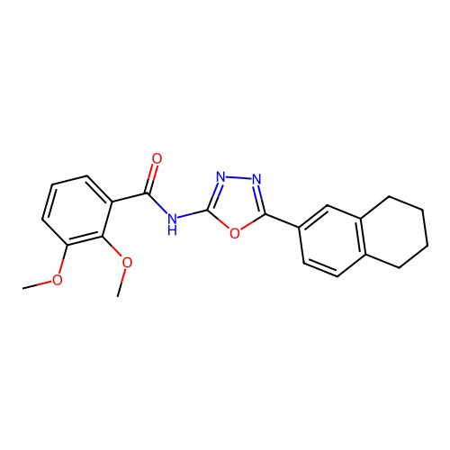 2,3-dimethoxy-N-[5-(5,6,7,8-tetrahydronaphthalen-2-yl)-1,3,4-oxadiazol-2-yl]benzamide structure