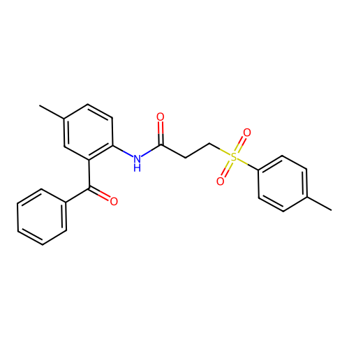 N-(2-benzoyl-4-methylphenyl)-3-tosylpropanamide structure