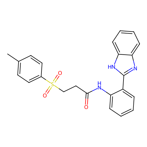 N-(2-(1H-benzo[d]imidazol-2-yl)phenyl)-3-tosylpropanamide structure