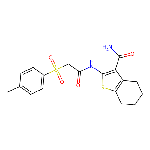 2-(2-Tosylacetamido)-4,5,6,7-tetrahydrobenzo[b]thiophene-3-carboxamide structure