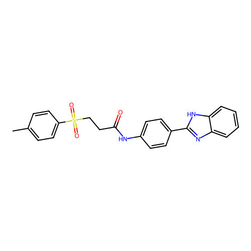 N-(4-(1H-benzo[d]imidazol-2-yl)phenyl)-3-tosylpropanamide structure