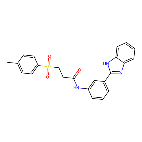 N-(3-(1H-benzo[d]imidazol-2-yl)phenyl)-3-tosylpropanamide structure