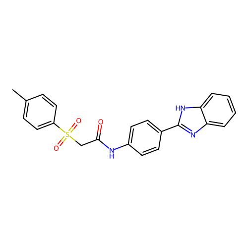 N-(4-(1H-benzo[d]imidazol-2-yl)phenyl)-2-tosylacetamide structure