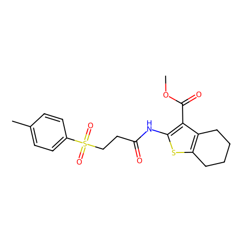 Methyl 2-(3-tosylpropanamido)-4,5,6,7-tetrahydrobenzo[b]thiophene-3-carboxylate structure