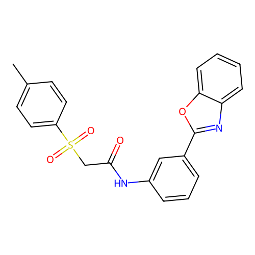 N-(3-(benzo[d]oxazol-2-yl)phenyl)-2-tosylacetamide structure