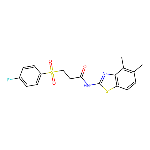 N-(4,5-dimethylbenzo[d]thiazol-2-yl)-3-((4-fluorophenyl)sulfonyl)propanamide structure