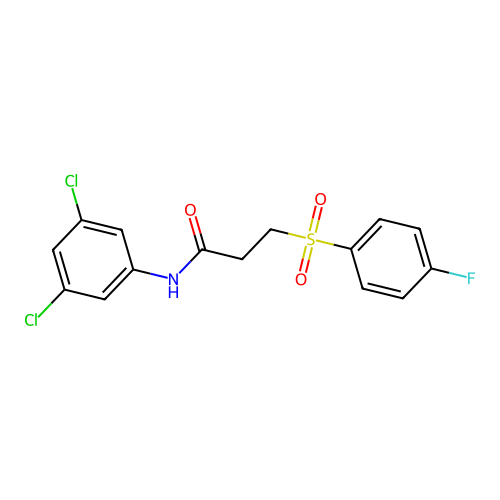 N-(3,5-dichlorophenyl)-3-(4-fluorophenyl)sulfonylpropanamide structure