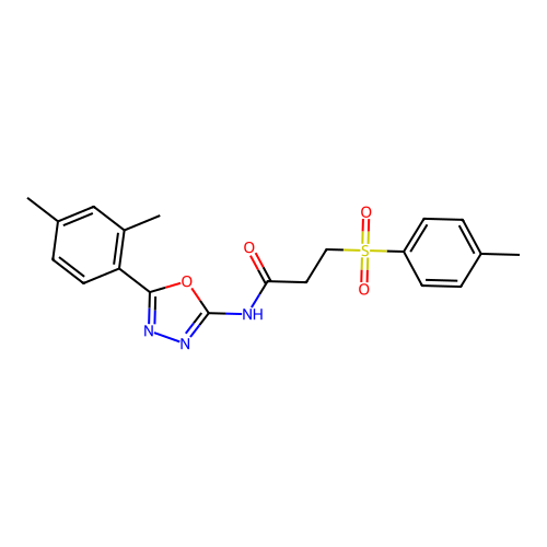 N-(5-(2,4-dimethylphenyl)-1,3,4-oxadiazol-2-yl)-3-tosylpropanamide structure