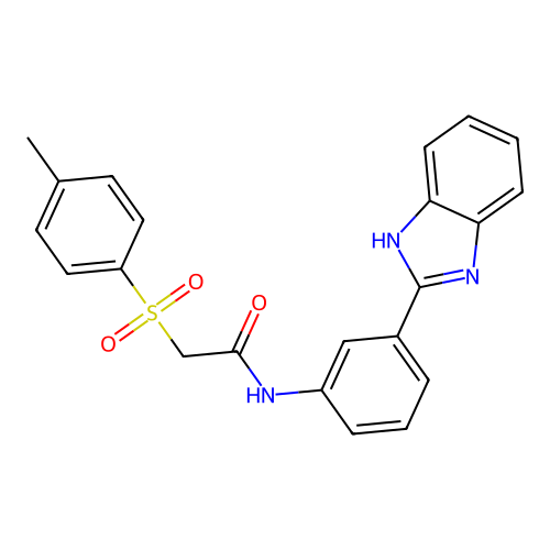 N-(3-(1H-benzo[d]imidazol-2-yl)phenyl)-2-tosylacetamide structure