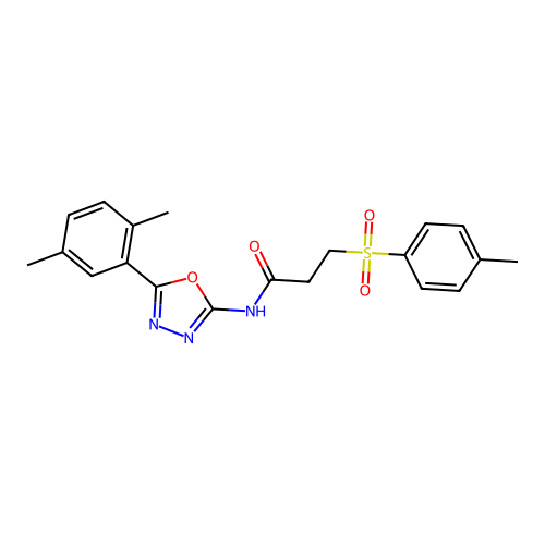 N-(5-(2,5-dimethylphenyl)-1,3,4-oxadiazol-2-yl)-3-tosylpropanamide structure