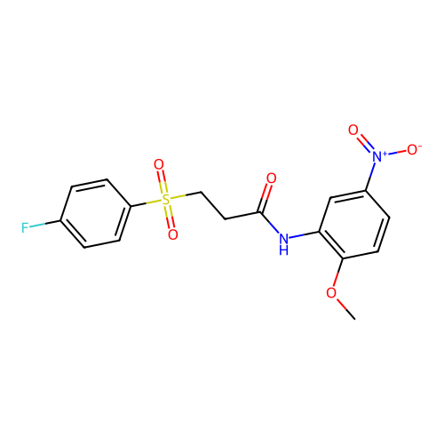 3-(4-fluorophenyl)sulfonyl-N-(2-methoxy-5-nitrophenyl)propanamide structure