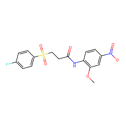 3-(4-fluorophenyl)sulfonyl-N-(2-methoxy-4-nitrophenyl)propanamide structure