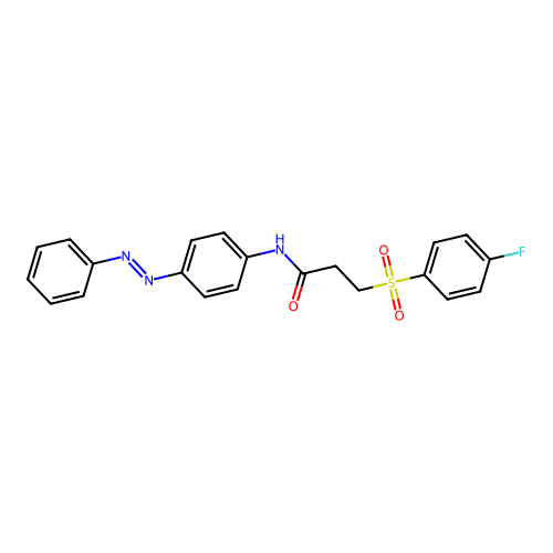 (E)-3-((4-fluorophenyl)sulfonyl)-N-(4-(phenyldiazenyl)phenyl)propanamide structure