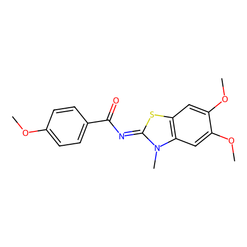 N-(5,6-dimethoxy-3-methyl-1,3-benzothiazol-2-ylidene)-4-methoxybenzamide structure