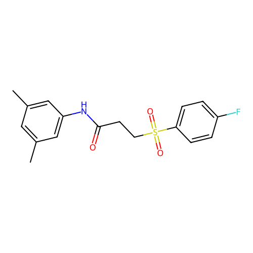 N-(3,5-dimethylphenyl)-3-(4-fluorophenyl)sulfonylpropanamide structure