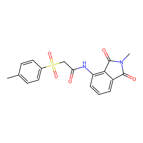 N-(2-methyl-1,3-dioxoisoindolin-4-yl)-2-tosylacetamide structure