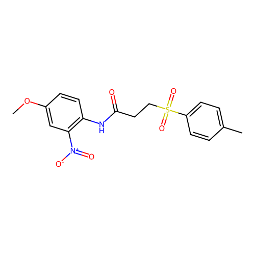 N-(4-methoxy-2-nitrophenyl)-3-tosylpropanamide structure
