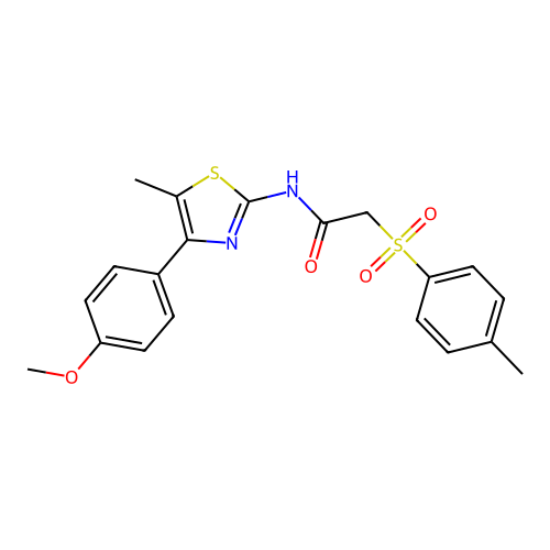 N-(4-(4-methoxyphenyl)-5-methylthiazol-2-yl)-2-tosylacetamide structure