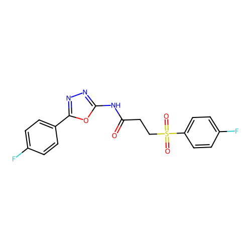 3-(4-fluorobenzenesulfonyl)-N-[5-(4-fluorophenyl)-1,3,4-oxadiazol-2-yl]propanamide structure