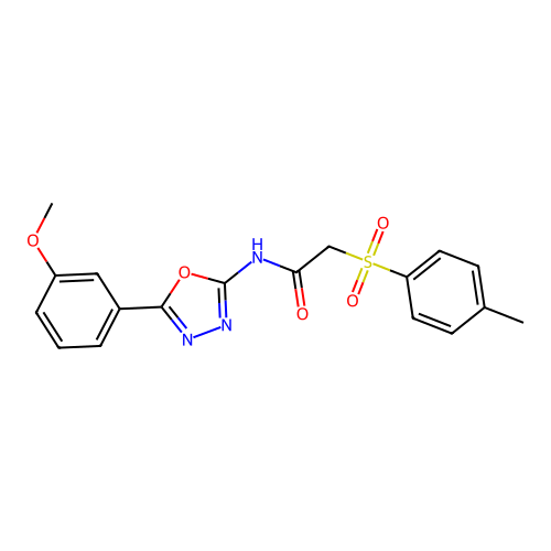 N-(5-(3-methoxyphenyl)-1,3,4-oxadiazol-2-yl)-2-tosylacetamide structure