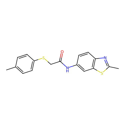 N-(2-methylbenzo[d]thiazol-6-yl)-2-(p-tolylthio)acetamide structure