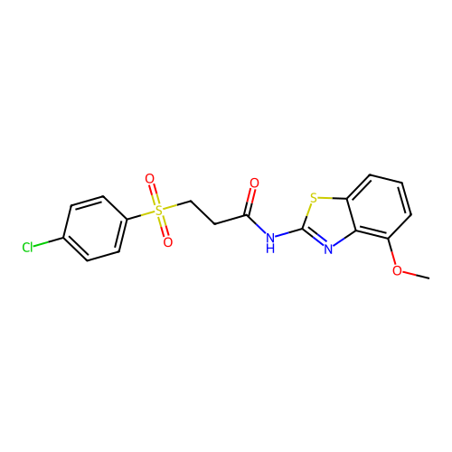 3-(4-chlorophenyl)sulfonyl-N-(4-methoxy-1,3-benzothiazol-2-yl)propanamide structure
