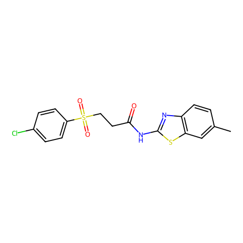 3-(4-chlorobenzenesulfonyl)-N-(6-methyl-1,3-benzothiazol-2-yl)propanamide structure
