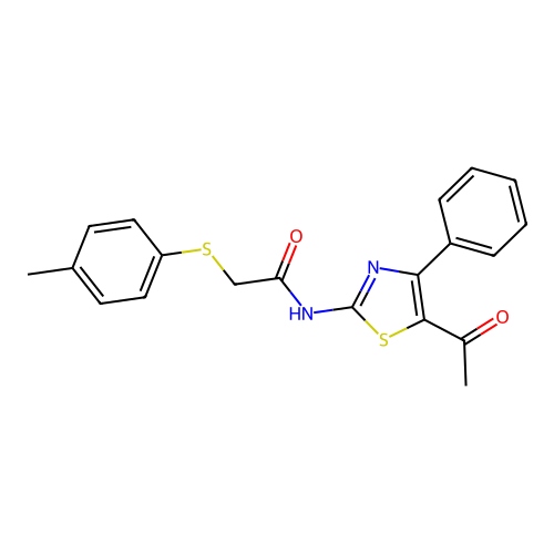 N-(5-acetyl-4-phenylthiazol-2-yl)-2-(p-tolylthio)acetamide structure