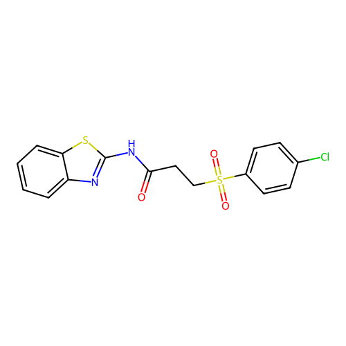 N-(benzo[d]thiazol-2-yl)-3-((4-chlorophenyl)sulfonyl)propanamide structure