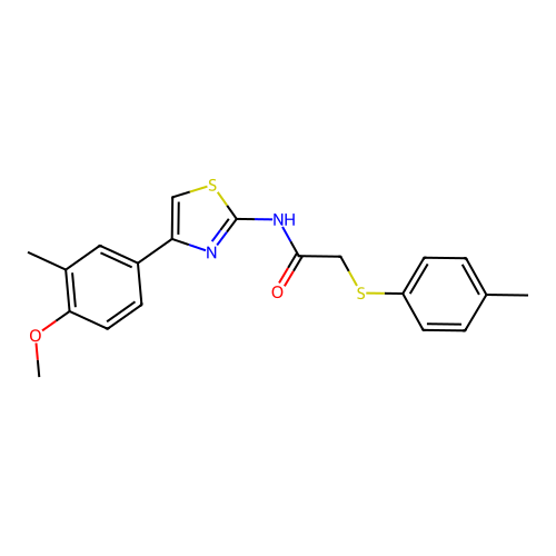 N-(4-(4-methoxy-3-methylphenyl)thiazol-2-yl)-2-(p-tolylthio)acetamide structure