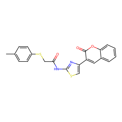 N-(4-(2-oxo-2H-chromen-3-yl)thiazol-2-yl)-2-(p-tolylthio)acetamide structure
