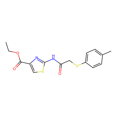 Ethyl 2-(2-(p-tolylthio)acetamido)thiazole-4-carboxylate structure