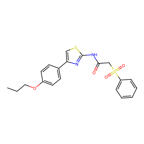 2-(benzenesulfonyl)-N-[4-(4-propoxyphenyl)-1,3-thiazol-2-yl]acetamide structure