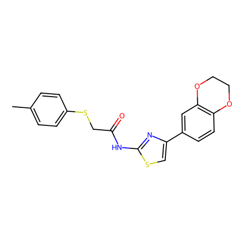 N-[4-(2,3-dihydro-1,4-benzodioxin-6-yl)-1,3-thiazol-2-yl]-2-[(4-methylphenyl)sulfanyl]acetamide structure