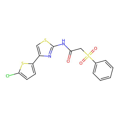 2-(benzenesulfonyl)-N-[4-(5-chlorothiophen-2-yl)-1,3-thiazol-2-yl]acetamide structure