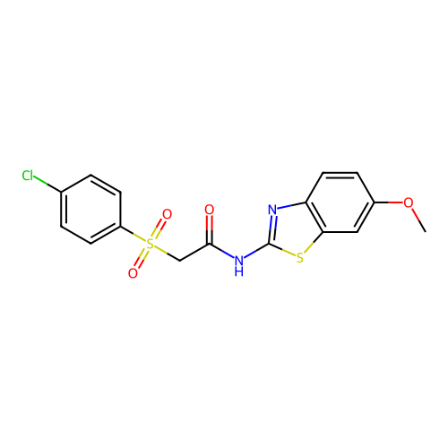 2-((4-chlorophenyl)sulfonyl)-N-(6-methoxybenzo[d]thiazol-2-yl)acetamide structure